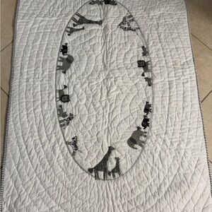 Pottery Barn White and Gray Animal Print Quilt